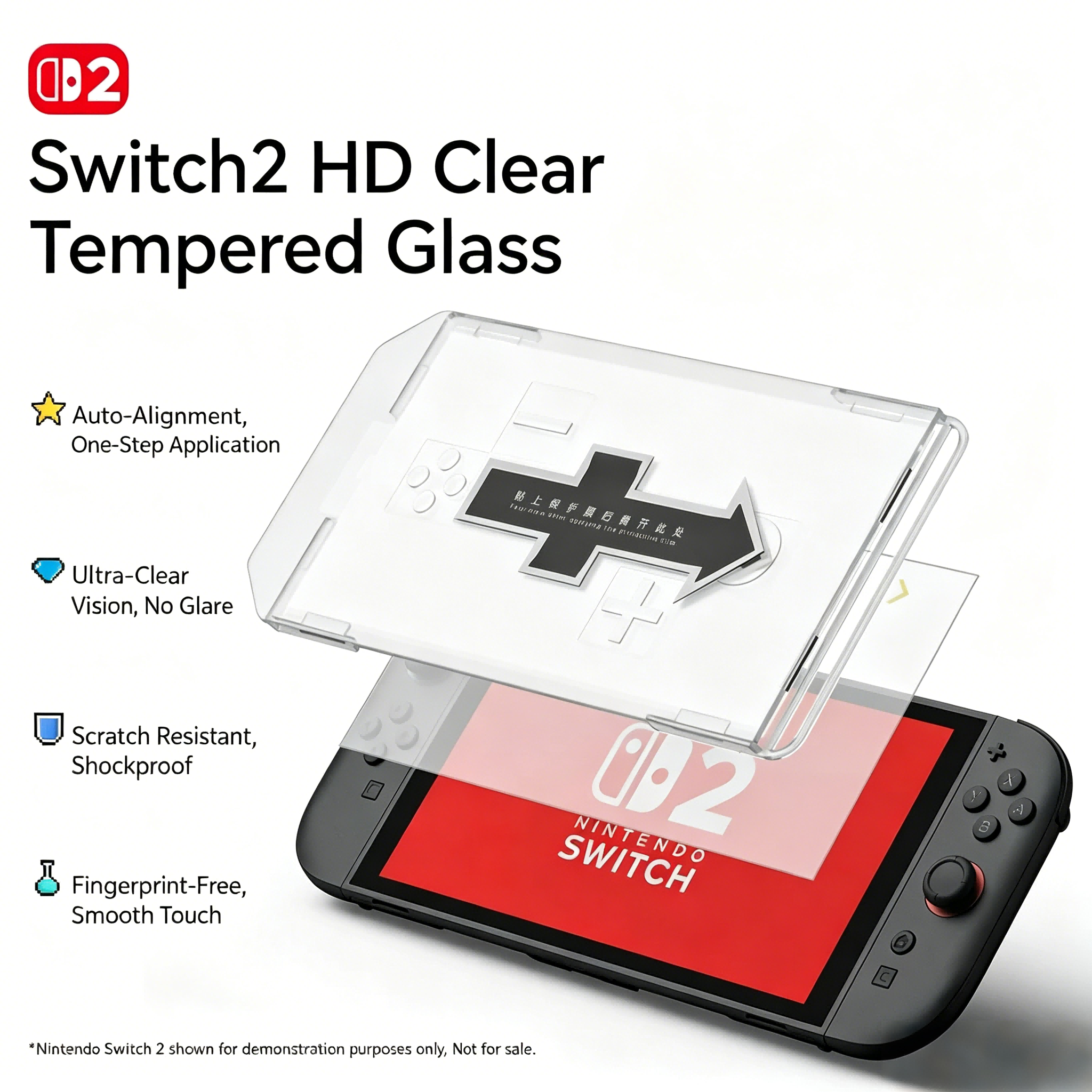 Nintendo Switch 2 Tempered Glass Screen Protector – HD Clear Anti-Fingerprint Protective Film