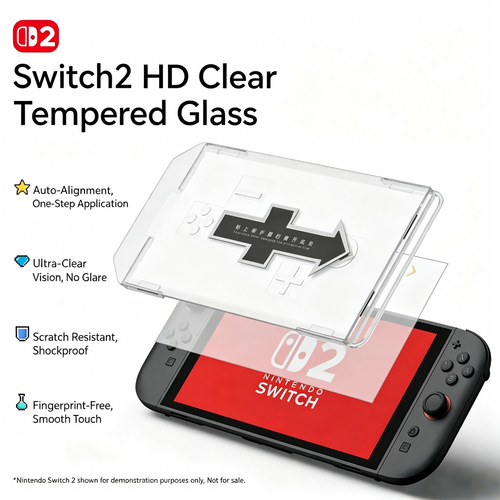 Nintendo Switch 2 Tempered Glass Screen Protector – HD Clear Anti-Fingerprint Protective Film