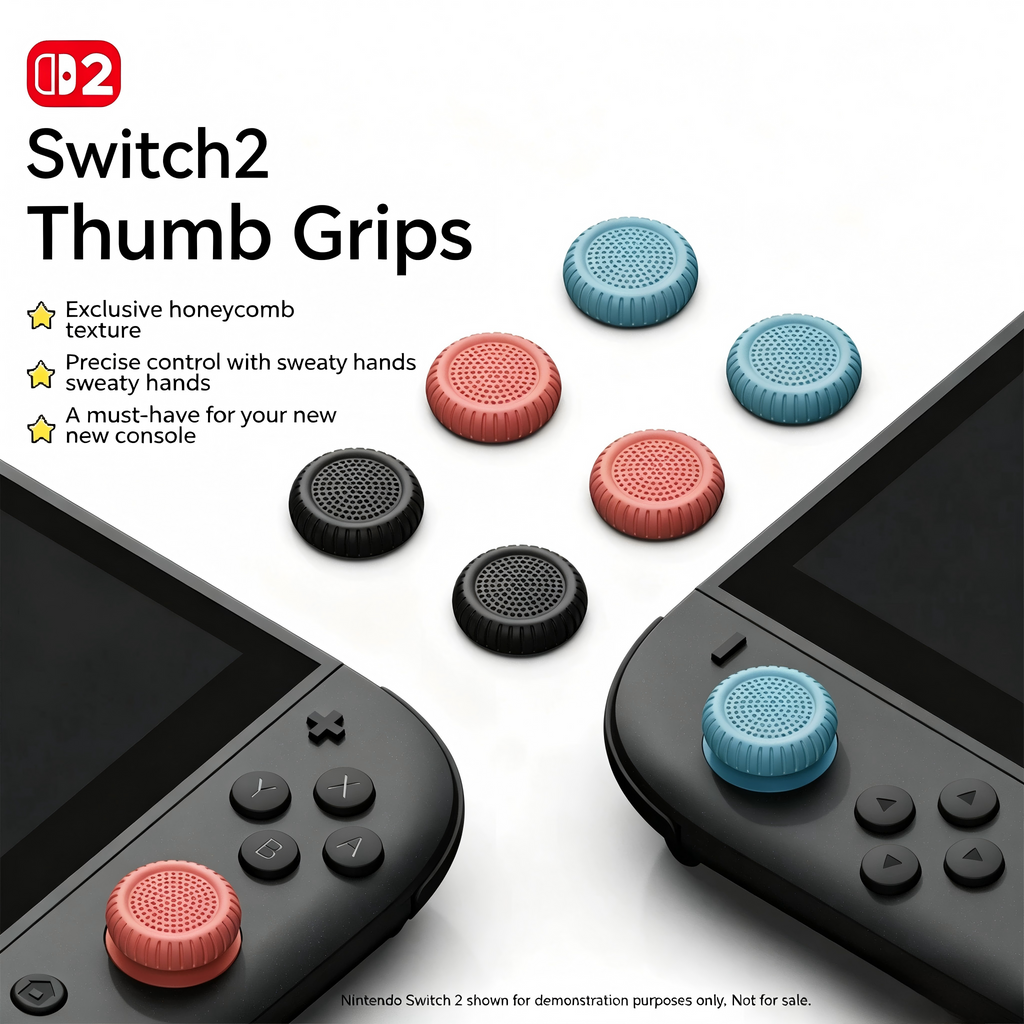 Premium Thumb Grip Caps for Nintendo Switch 2 Joy-Con – Anti-Slip Silicone Joystick Covers