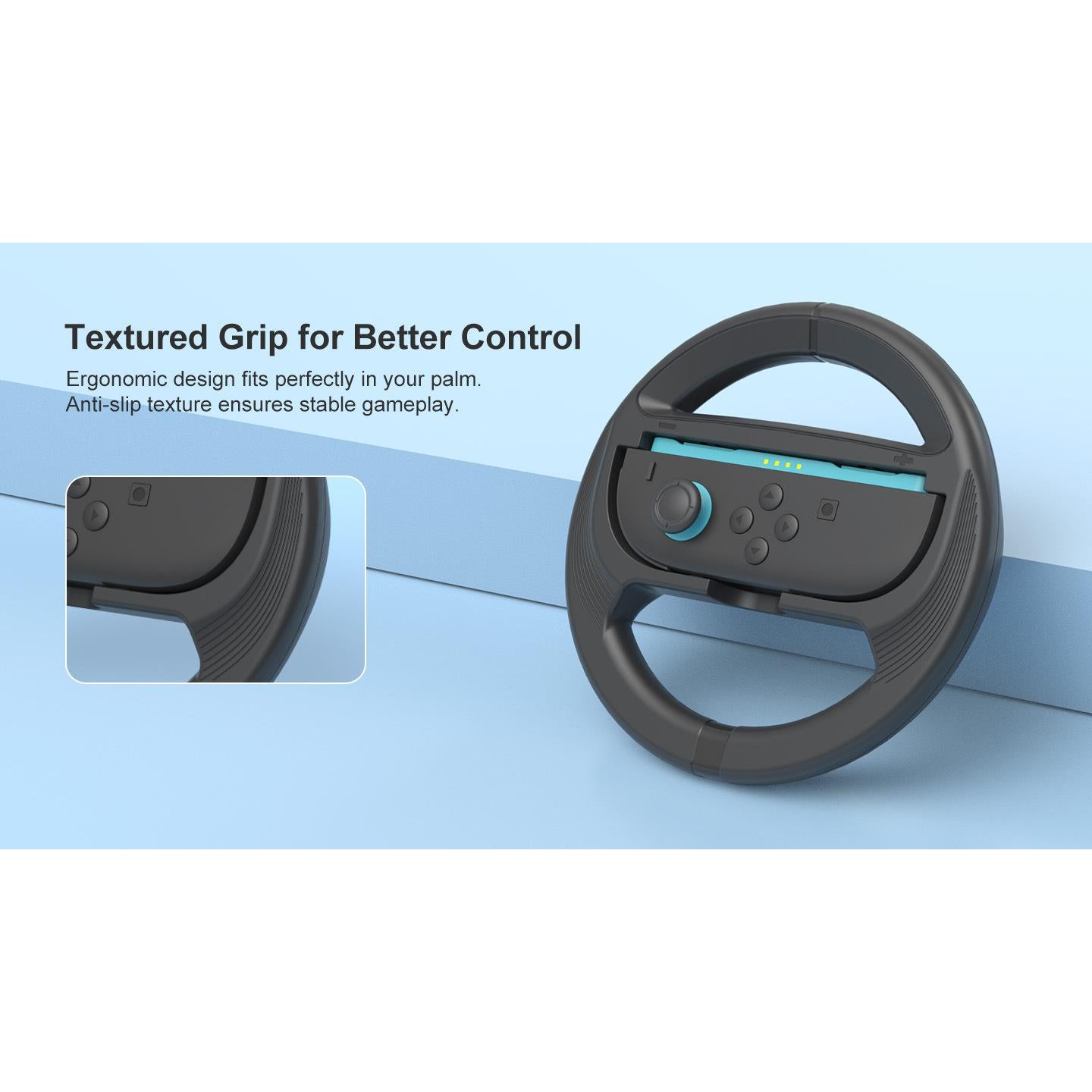 2-in-1 Racing Steering Wheel Grip Set Compatible with Nintendo Switch 2 — Dual Handles, Enhanced Precision Control