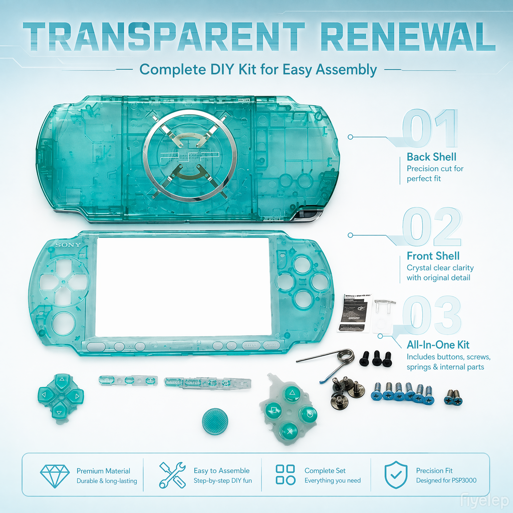 PSP3000 case psp3000 transparent replacement case PSP3000 case surface cover bottom case button set modification