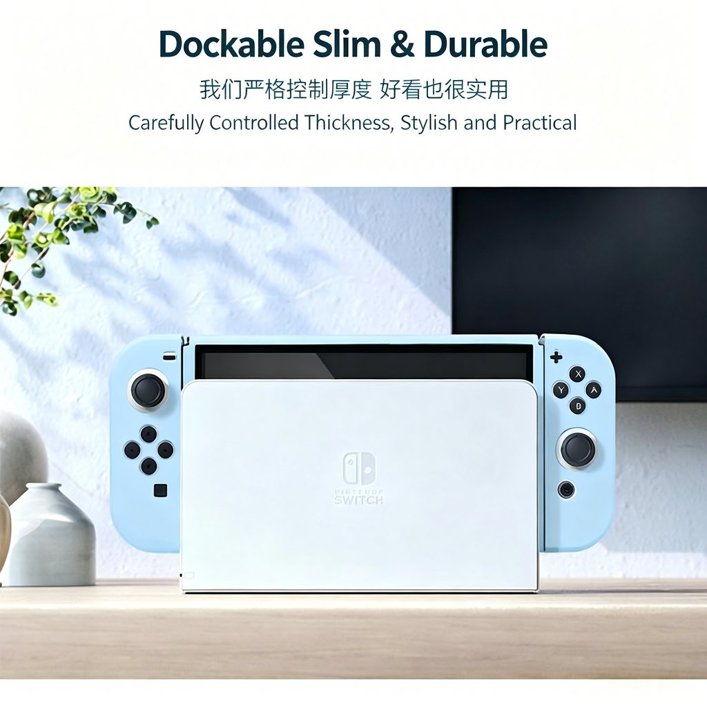 Slim Matte Soft Silicone Protective Case Cover Shell Compatible with Nintendo Switch OLED — Solid Color Non-Slip Grip