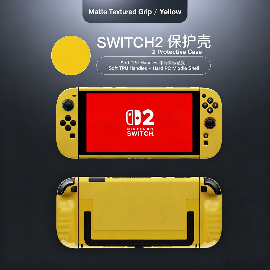 Dockable Hybrid Protective Case Compatible with Nintendo Switch 2 — Hard PC Back Shell + Soft TPU Grip Covers, Slim Fit
