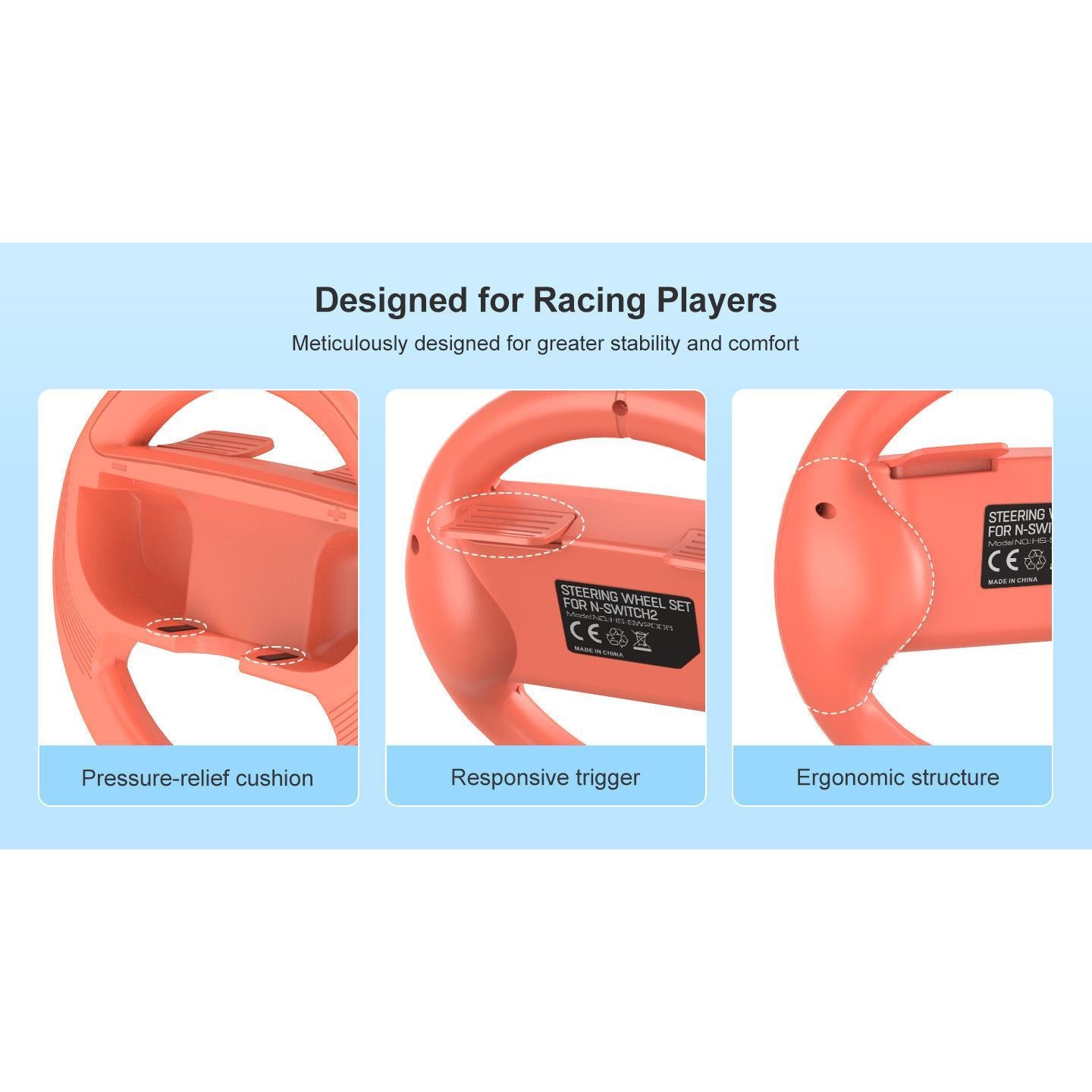 2-in-1 Racing Steering Wheel Grip Set Compatible with Nintendo Switch 2 — Dual Handles, Enhanced Precision Control
