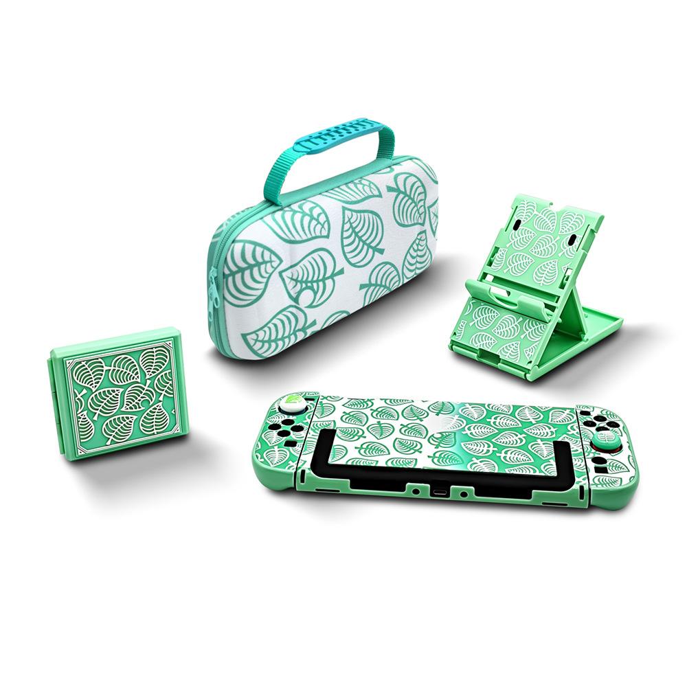 Leaf Pattern Controller Storage Carry Bag Compatible with Nintendo Switch 2 — Full Protection Set, Hard Shell