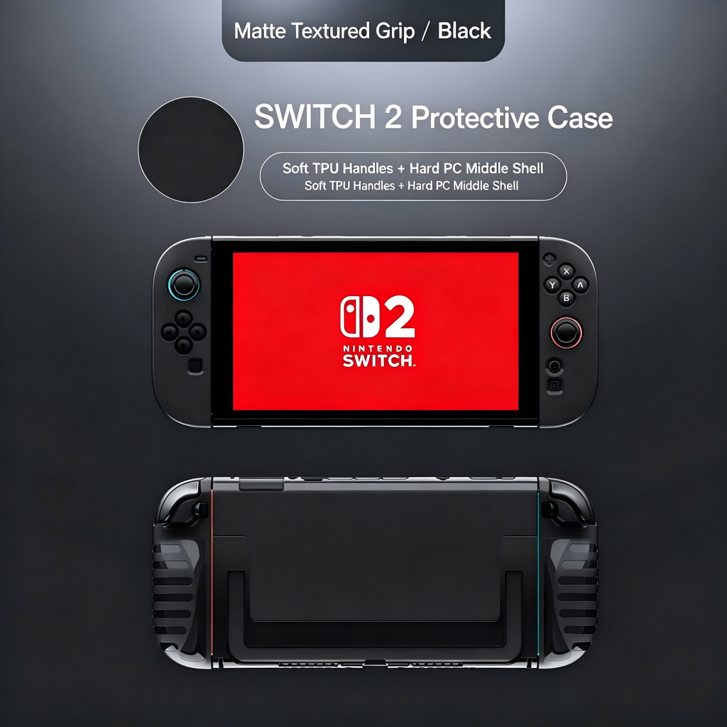 Dockable Hybrid Protective Case Compatible with Nintendo Switch 2 — Hard PC Back Shell + Soft TPU Grip Covers, Slim Fit
