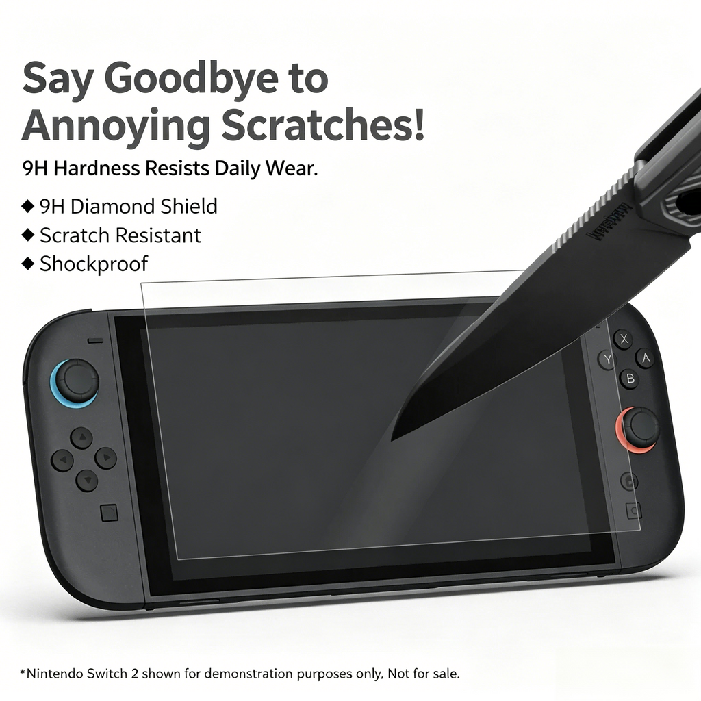 Nintendo Switch 2 Tempered Glass Screen Protector – HD Clear Anti-Fingerprint Protective Film
