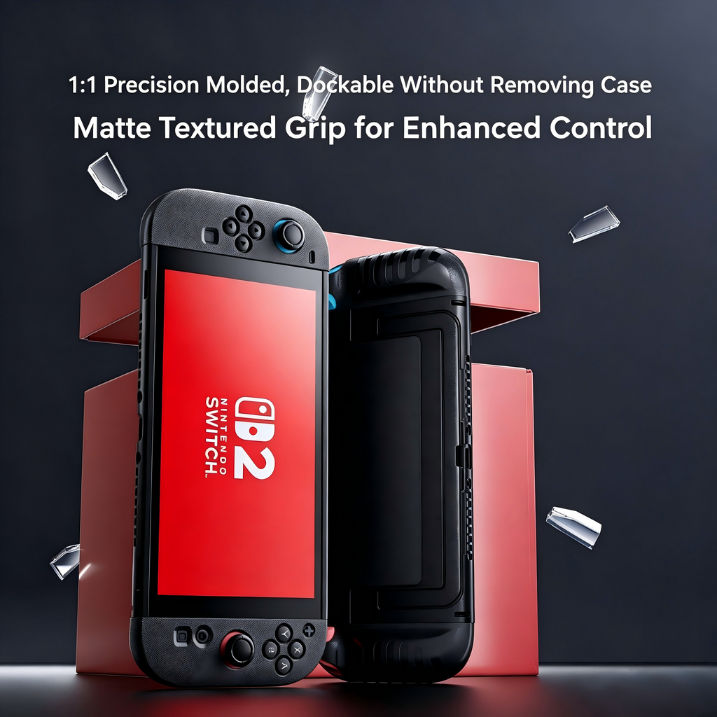 Dockable Hybrid Protective Case Compatible with Nintendo Switch 2 — Hard PC Back Shell + Soft TPU Grip Covers, Slim Fit