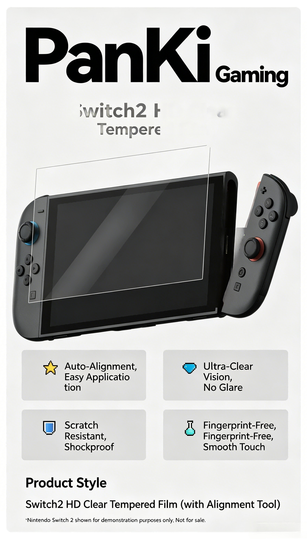 Nintendo Switch 2 Tempered Glass Screen Protector – HD Clear Anti-Fingerprint Protective Film