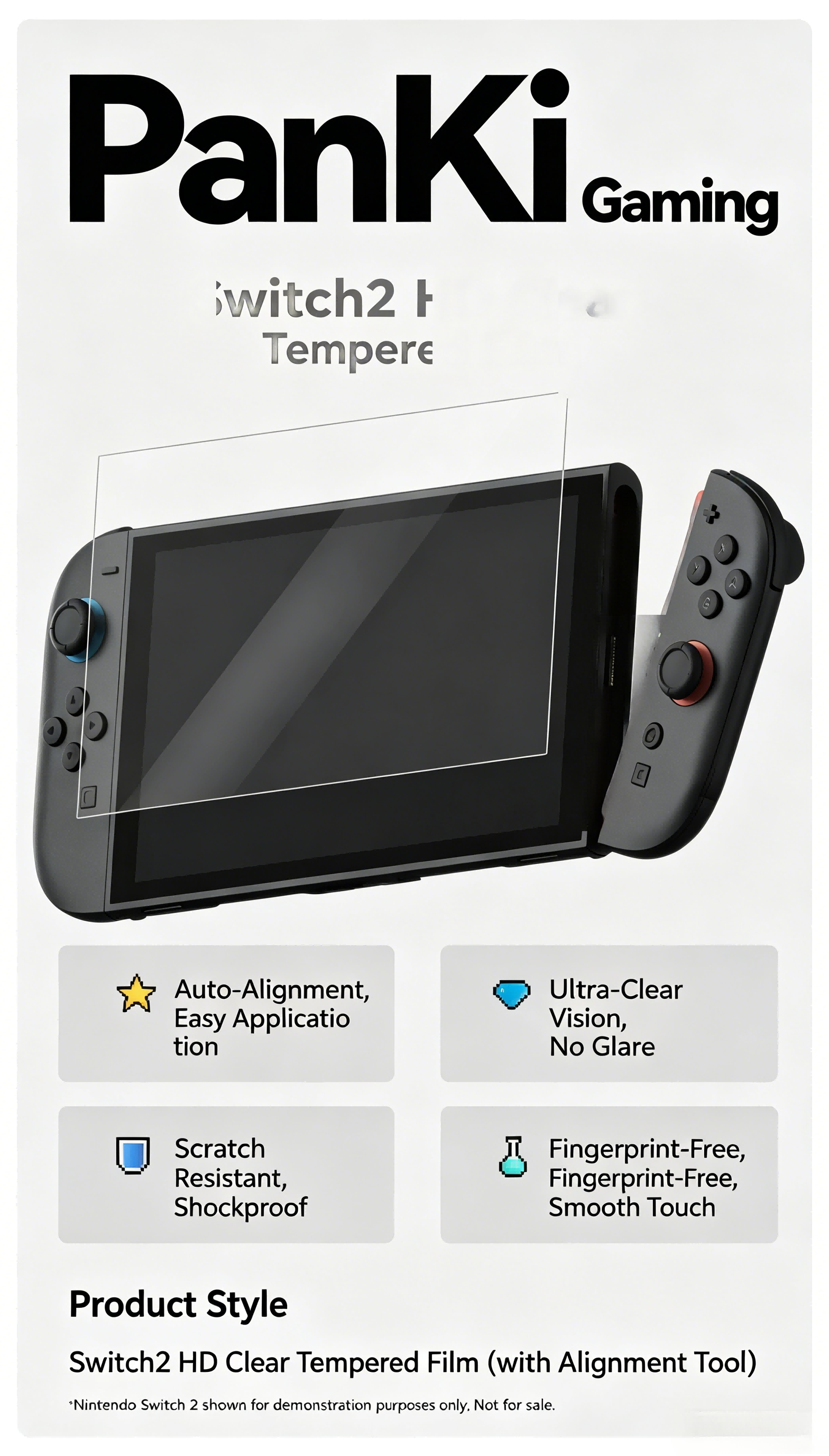 Nintendo Switch 2 Tempered Glass Screen Protector – HD Clear Anti-Fingerprint Protective Film