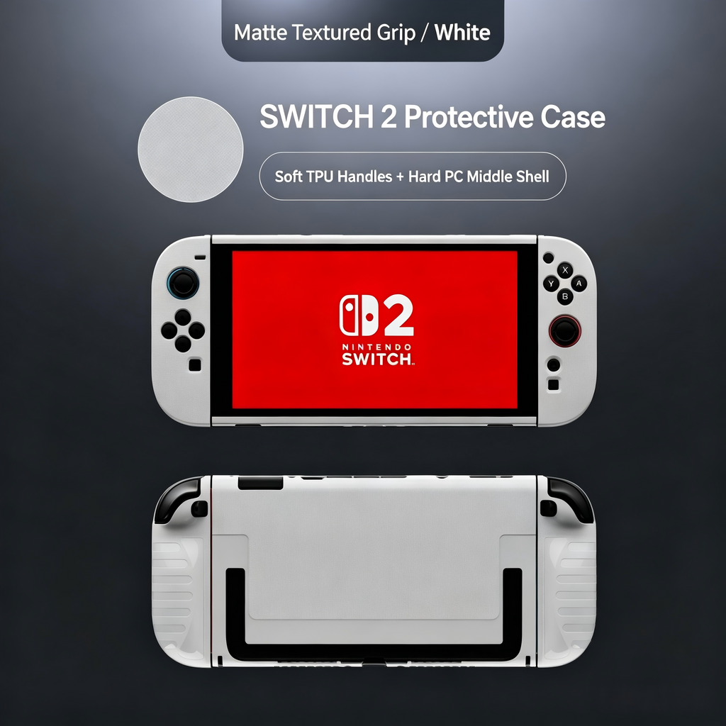 Dockable Hybrid Protective Case Compatible with Nintendo Switch 2 — Hard PC Back Shell + Soft TPU Grip Covers, Slim Fit