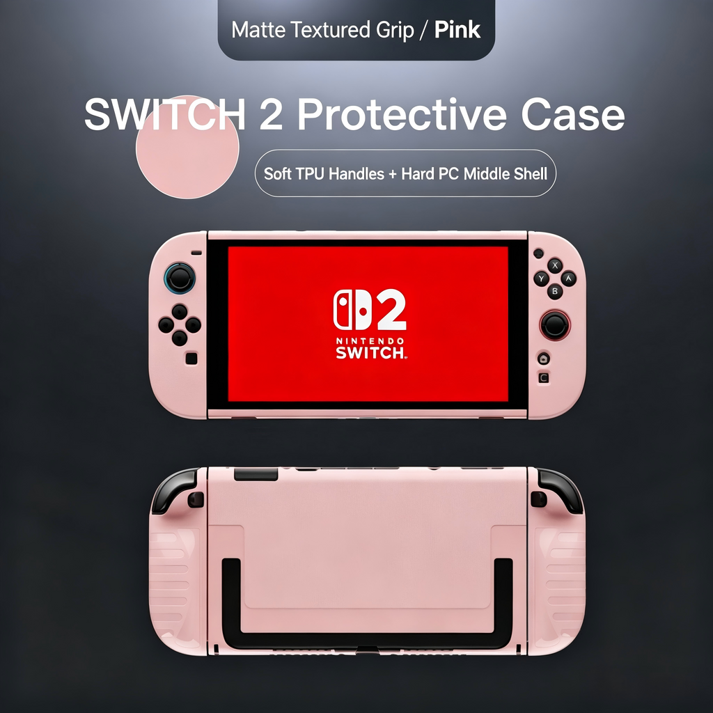 Dockable Hybrid Protective Case Compatible with Nintendo Switch 2 — Hard PC Back Shell + Soft TPU Grip Covers, Slim Fit