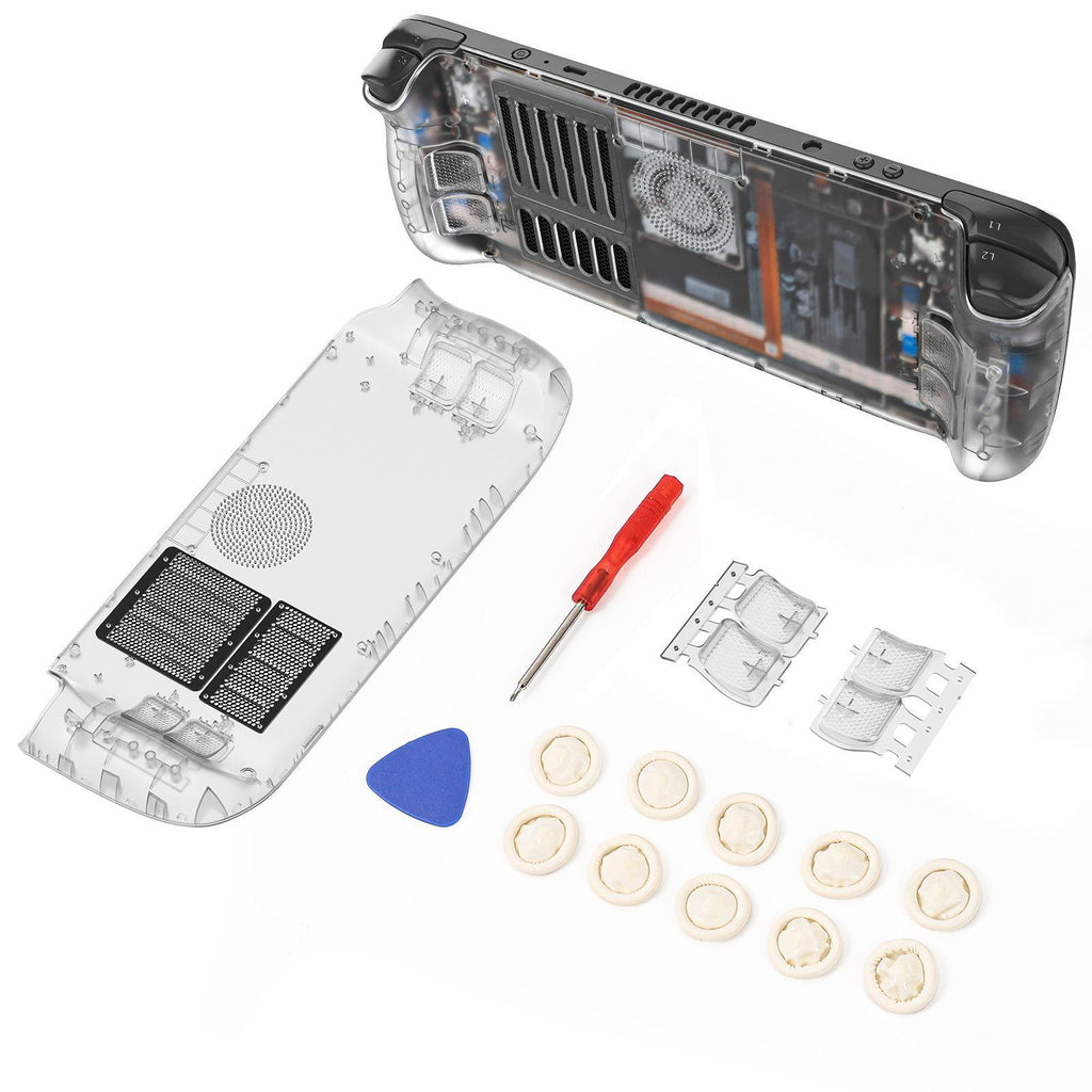 Vented Transparent Replacement Back Shell Compatible with Steam Deck & Steam Deck OLED — Heat Dissipation, Easy Install
