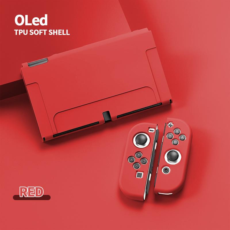 Slim Matte Soft Silicone Protective Case Cover Shell Compatible with Nintendo Switch OLED — Solid Color Non-Slip Grip