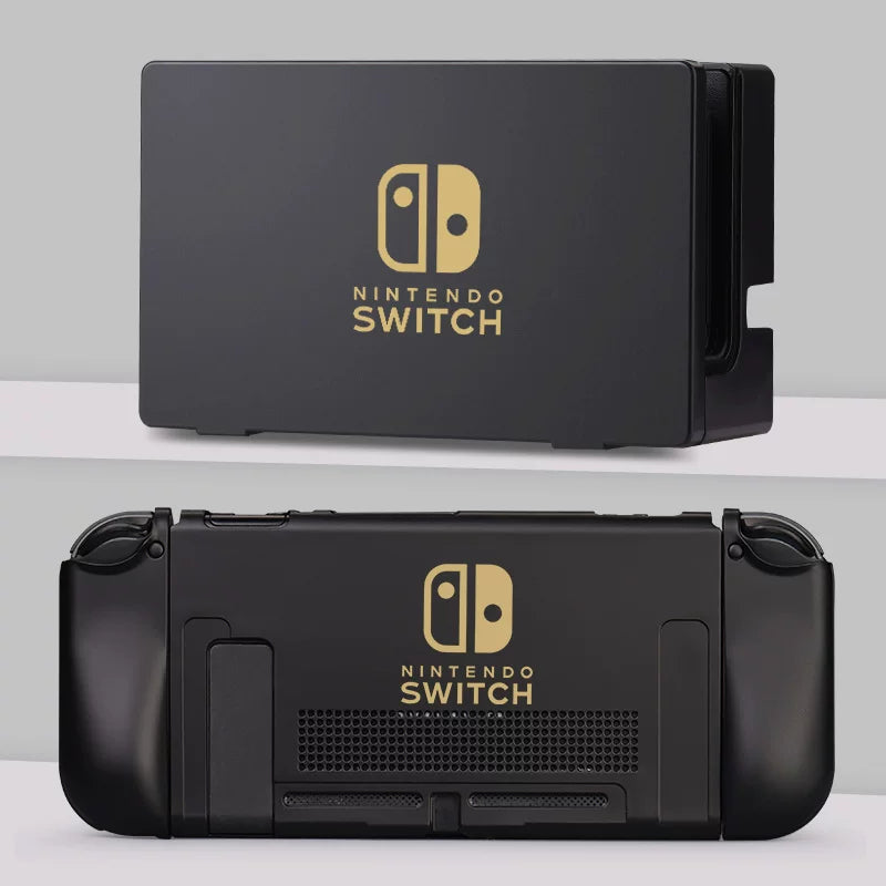 Hard Shell Case with Detachable Silicone Joy-Con Covers for Nintendo Switch & OLED — Dockable, Classic Black