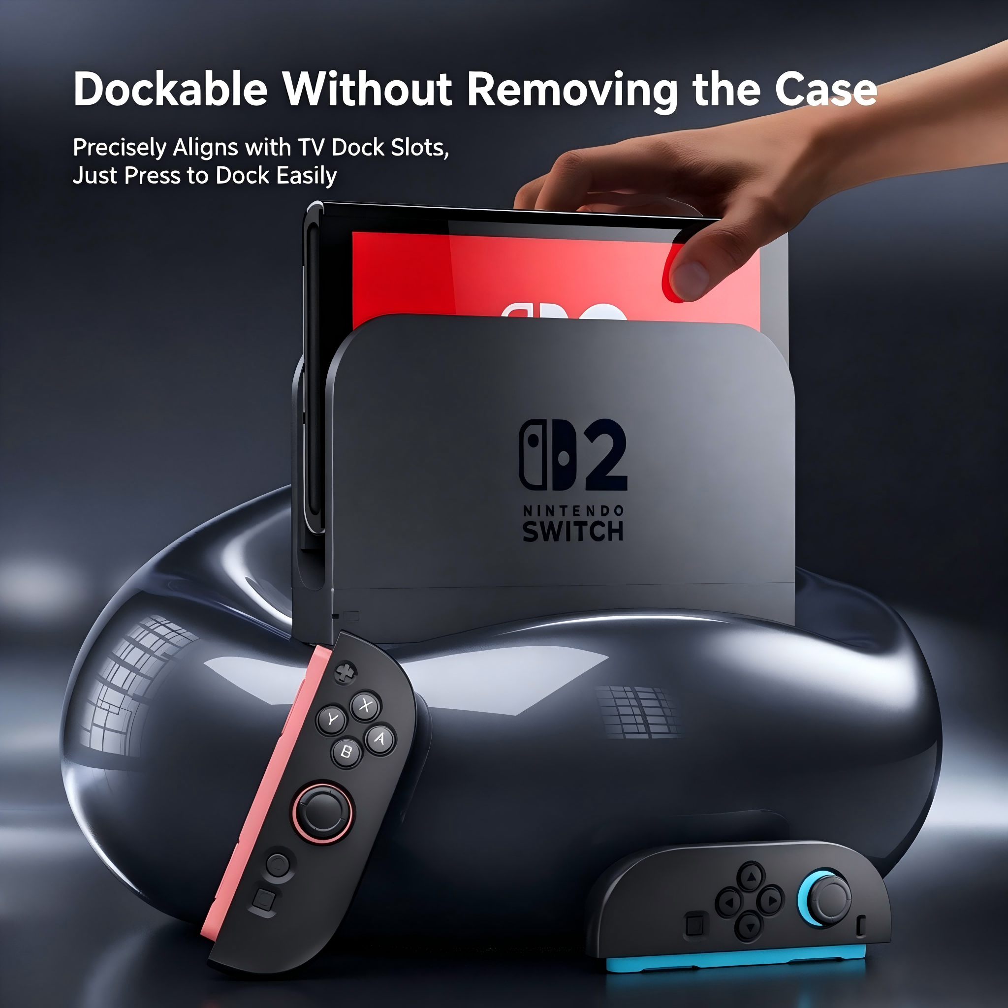 Dockable Hybrid Protective Case Compatible with Nintendo Switch 2 — Hard PC Back Shell + Soft TPU Grip Covers, Slim Fit