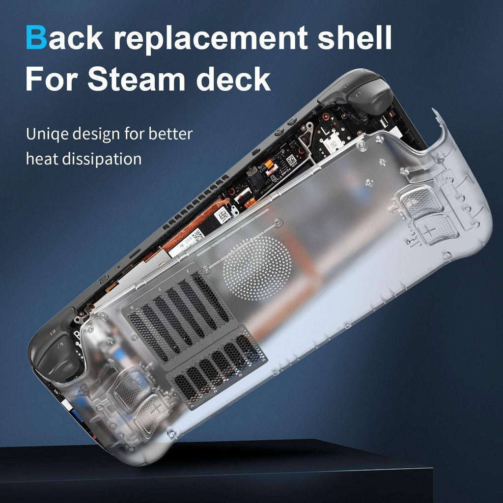 Vented Transparent Replacement Back Shell Compatible with Steam Deck & Steam Deck OLED — Heat Dissipation, Easy Install
