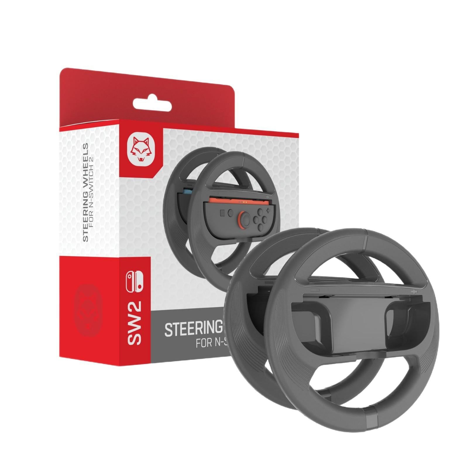 2-in-1 Racing Steering Wheel Grip Set Compatible with Nintendo Switch 2 — Dual Handles, Enhanced Precision Control