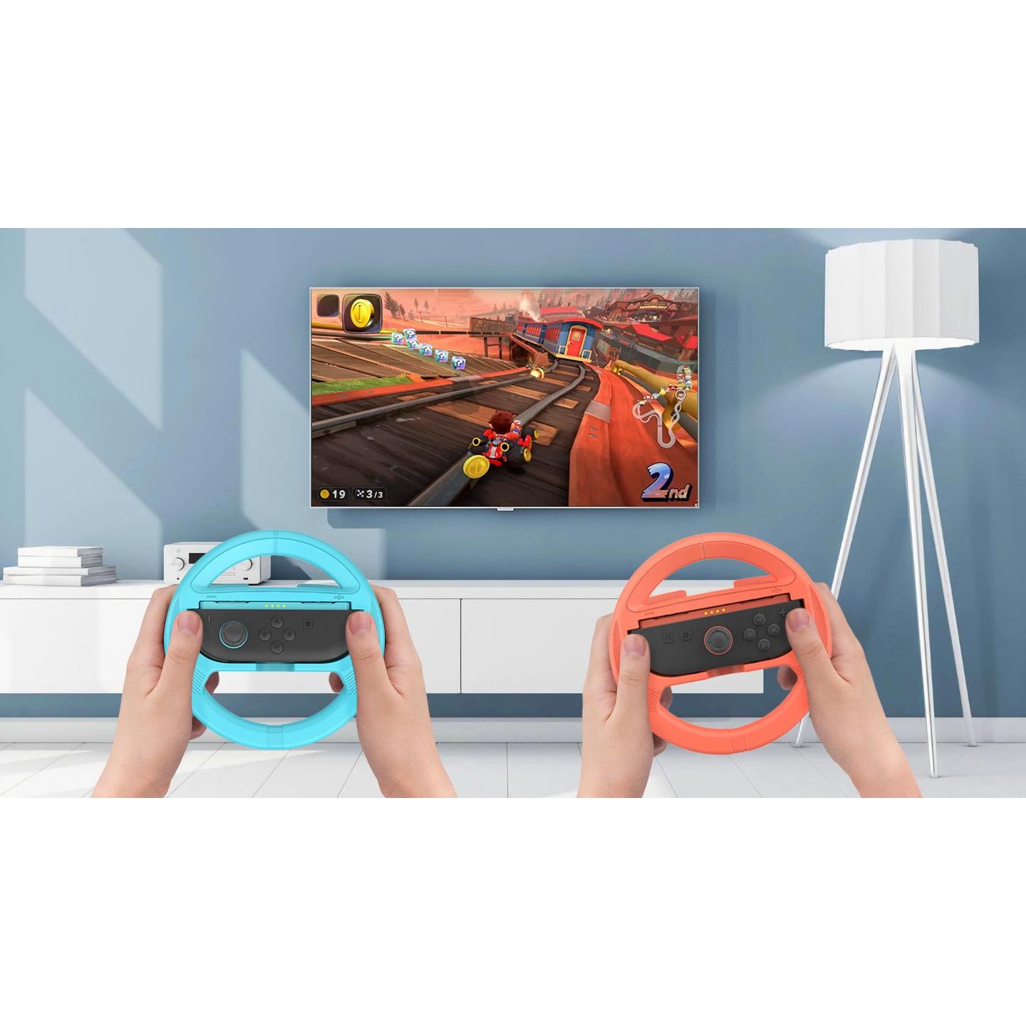 2-in-1 Racing Steering Wheel Grip Set Compatible with Nintendo Switch 2 — Dual Handles, Enhanced Precision Control