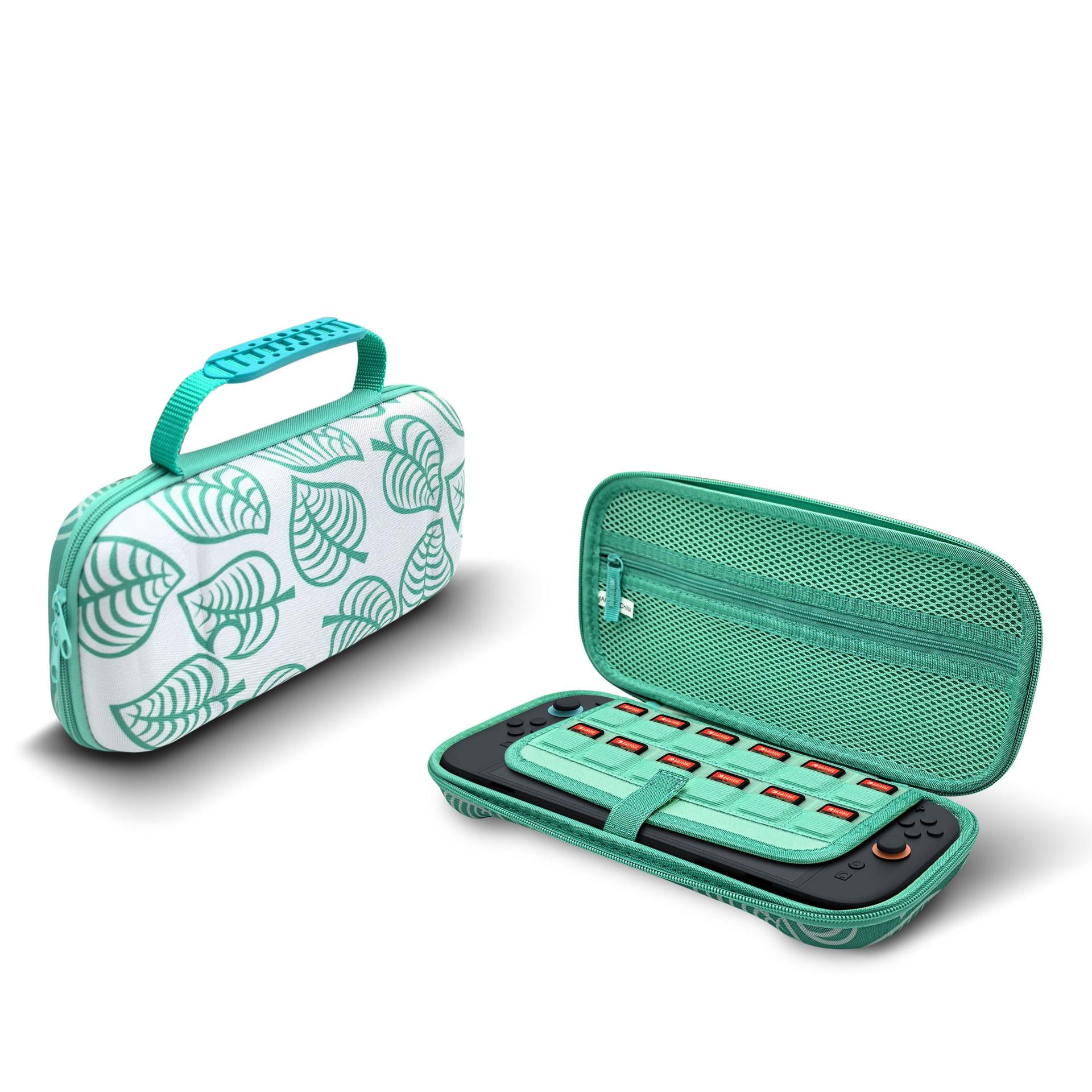 Leaf Pattern Controller Storage Carry Bag Compatible with Nintendo Switch 2 — Full Protection Set, Hard Shell