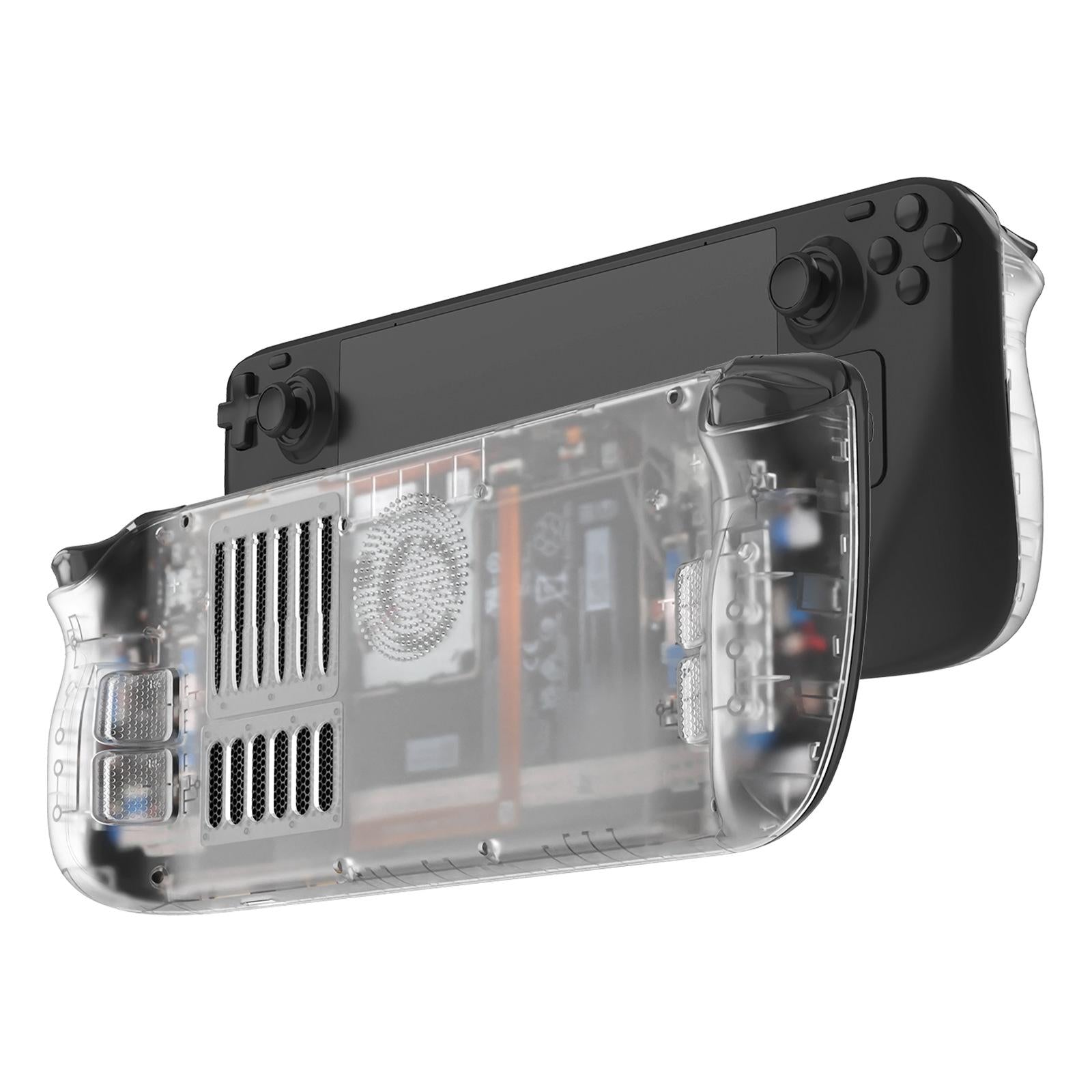 Vented Transparent Replacement Back Shell Compatible with Steam Deck & Steam Deck OLED — Heat Dissipation, Easy Install