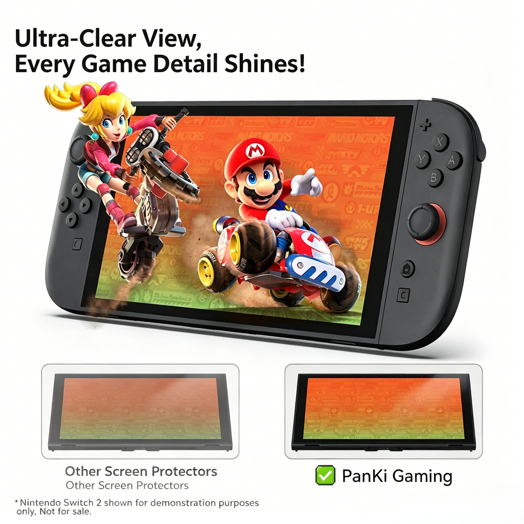 Nintendo Switch 2 Tempered Glass Screen Protector – HD Clear Anti-Fingerprint Protective Film