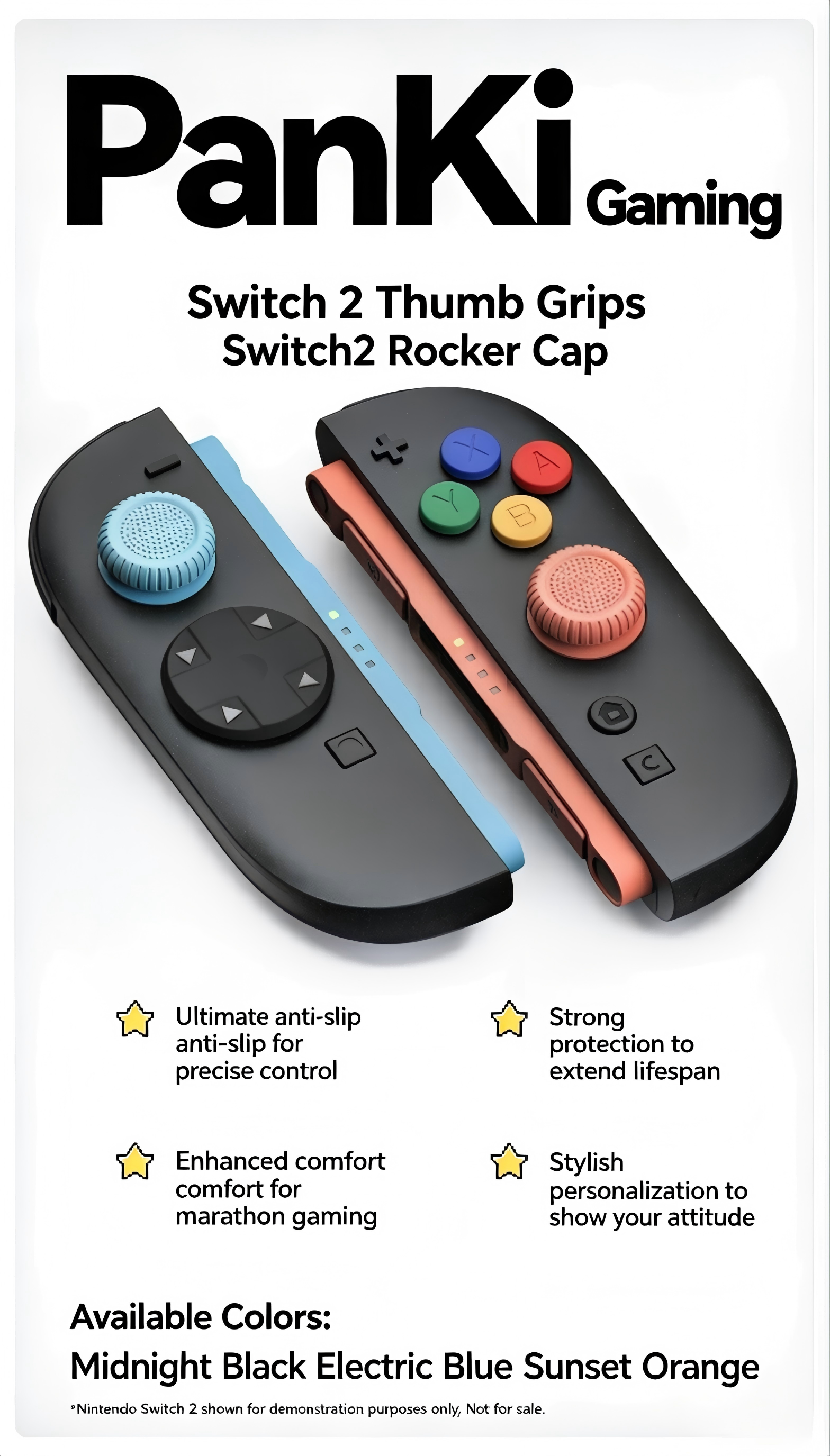 Premium Thumb Grip Caps for Nintendo Switch 2 Joy-Con – Anti-Slip Silicone Joystick Covers